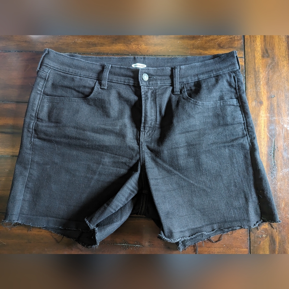 Black Jean Distressed Jean Short